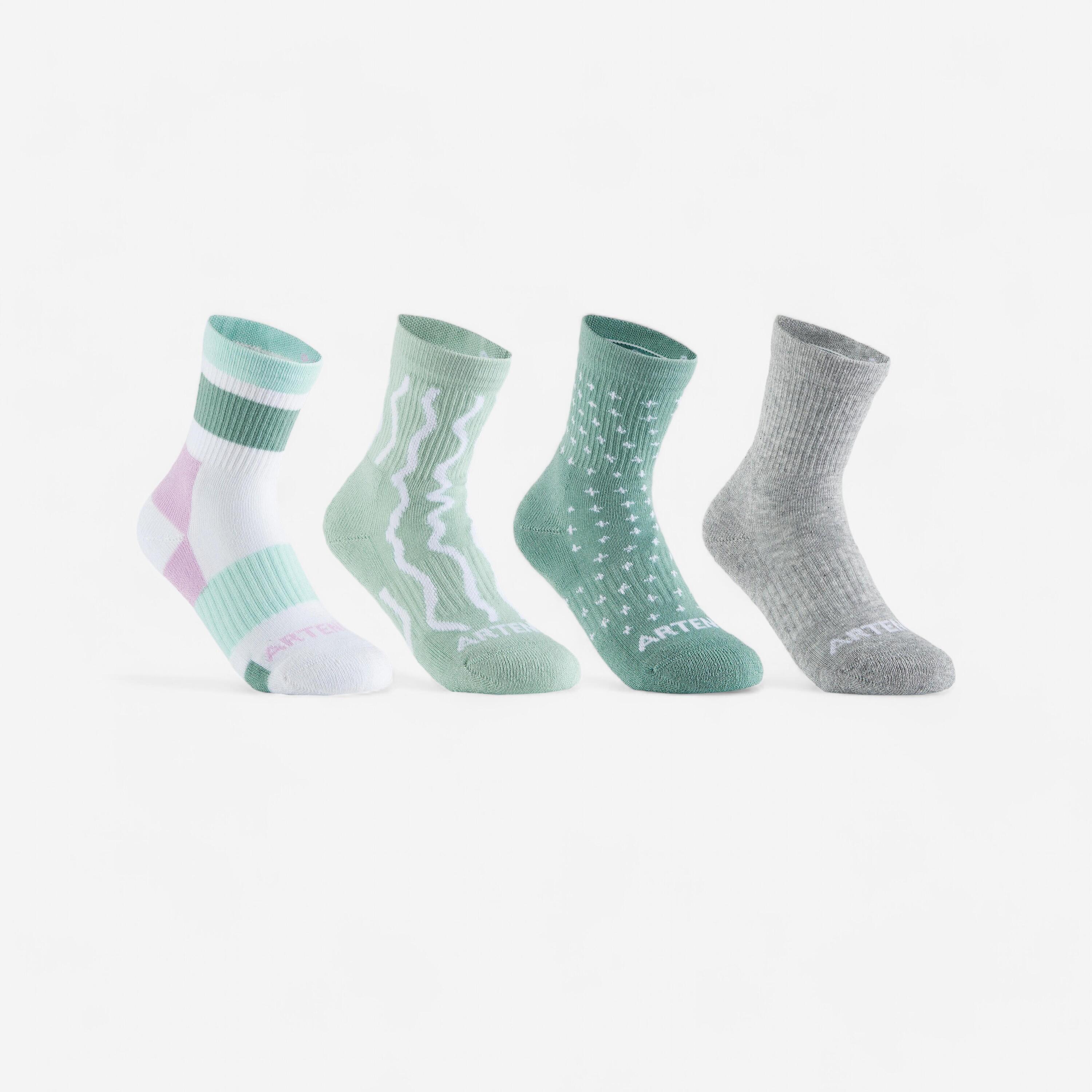 ARTENGO Calze lunghe bambino RS 300 grigio-verde x4