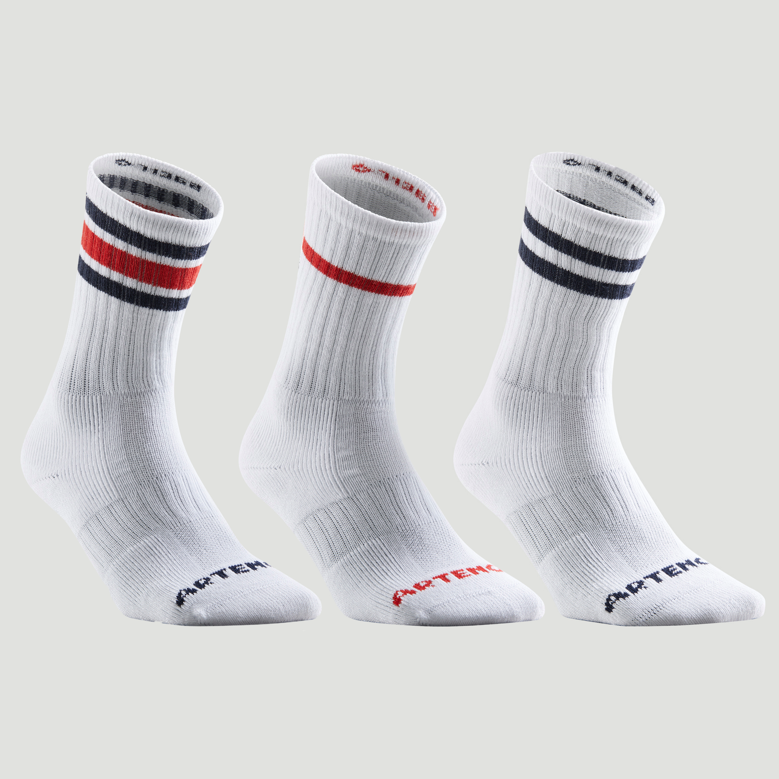 CHAUSSETTES DE TENNIS HAUTES ARTENGO RS 500 BLANC RETRO LOT DE 3 pour les  clubs et collectivités