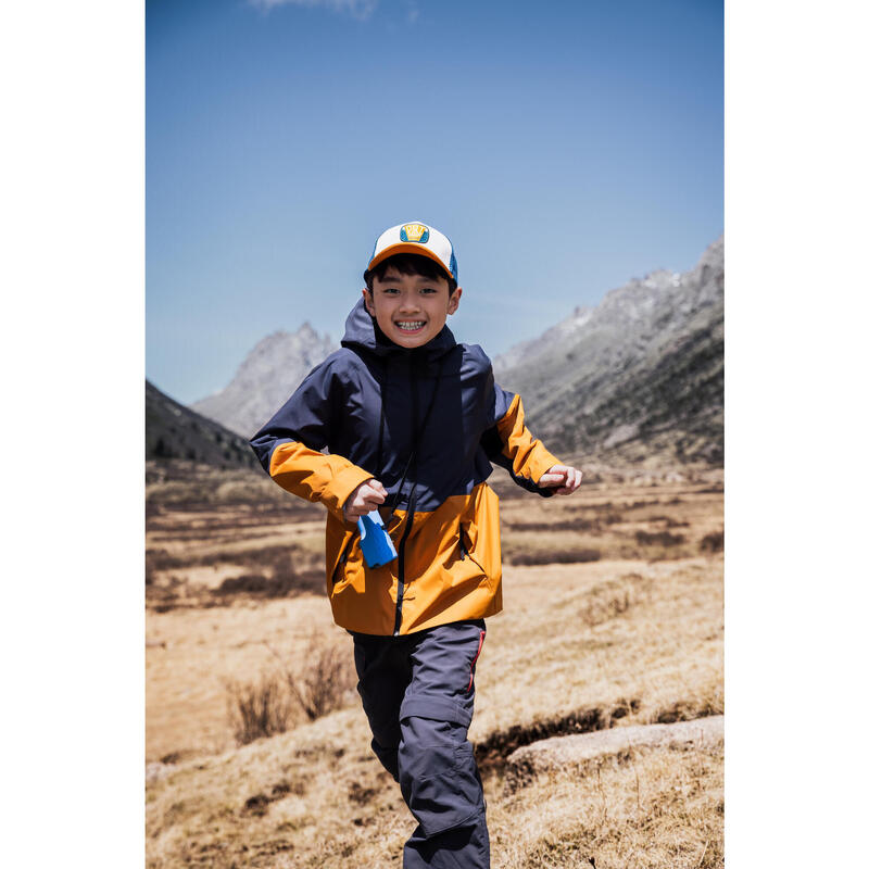 Wanderjacke Kinder Gr. 122–170 wasserdicht Bergwandern - MH500 grau/ocker
