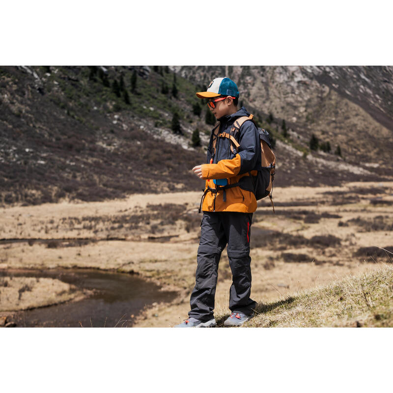 Çocuk Outdoor Yağmurluk - 7/15 Yaş - Gri/Koyu Sarı - MH500