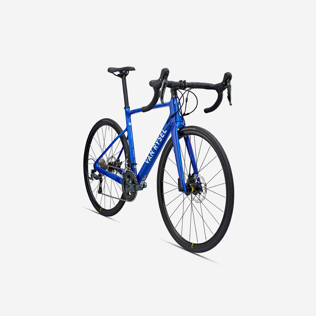 Bicicleta de carretera con cuadro de carbono azul NCR CF Tiagra