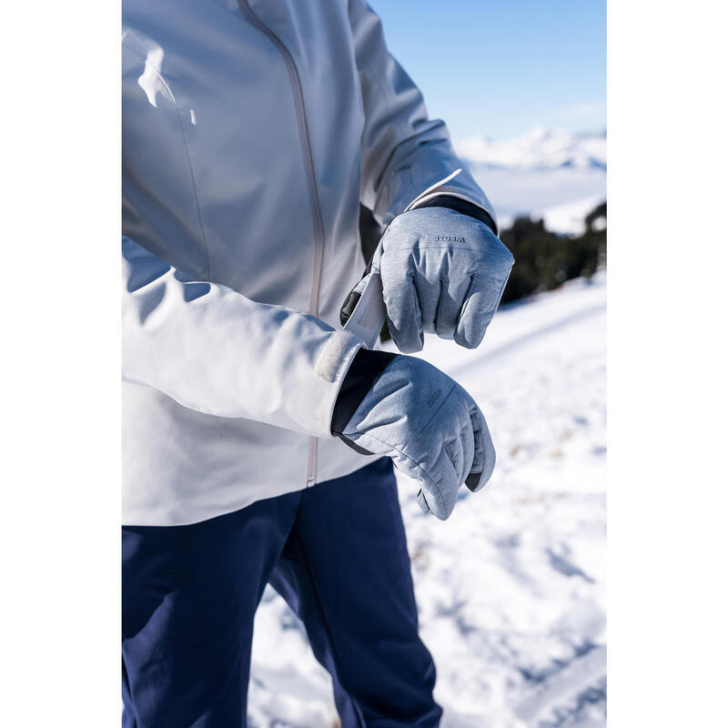 Gants de ski adulte, 100 LIGHT gris perle et noir