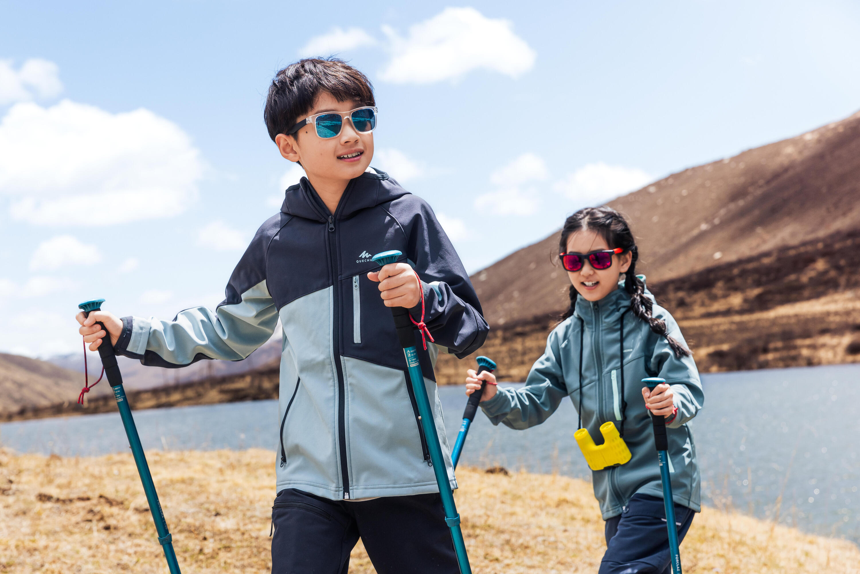 VESTE SOFTSHELL RANDONNEE - MH550 VERT PASTEL - ENFANT 7-15 ANS 15/15