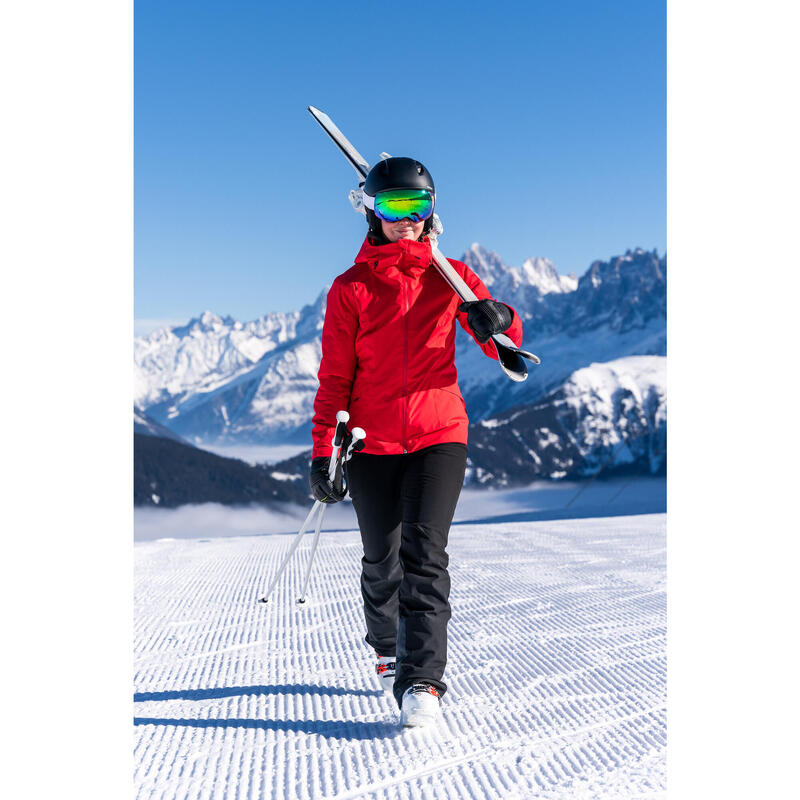 Warme en waterdichte ski-jas voor dames 500 rood