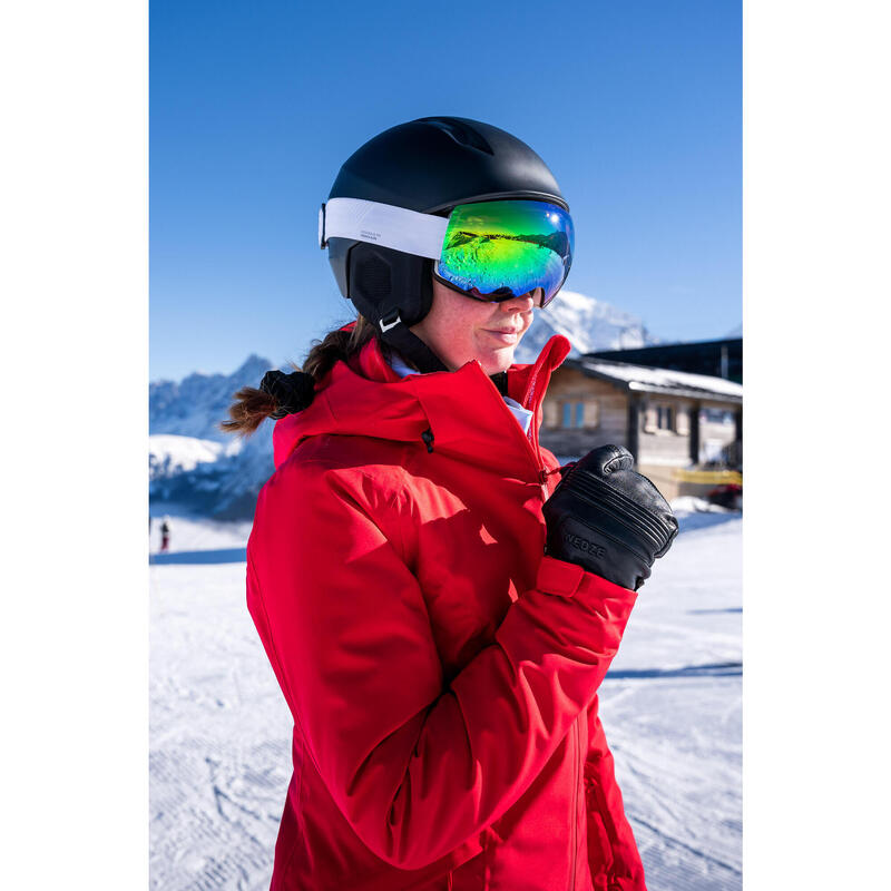 Veste de ski chaude et imperméable femme, 500 rouge