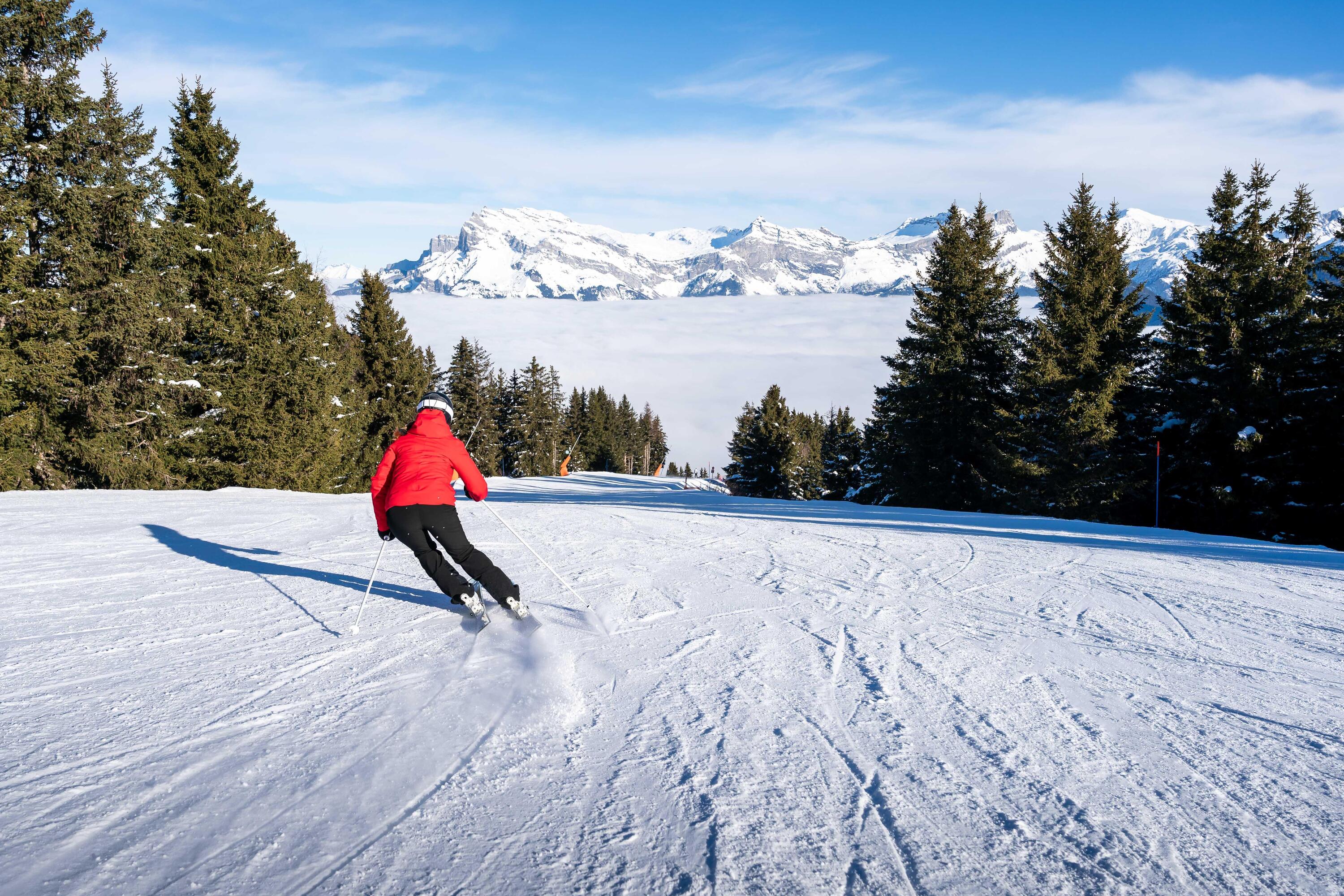 Veste de ski chaude et imperméable femme, 500 rouge 16/17