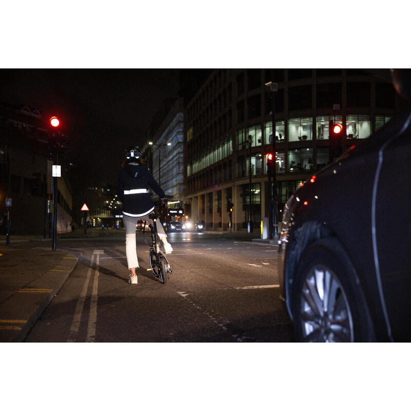 Fahrrad-Regenjacke City 540 Damen sichtbar bei Nacht dunkelblau 