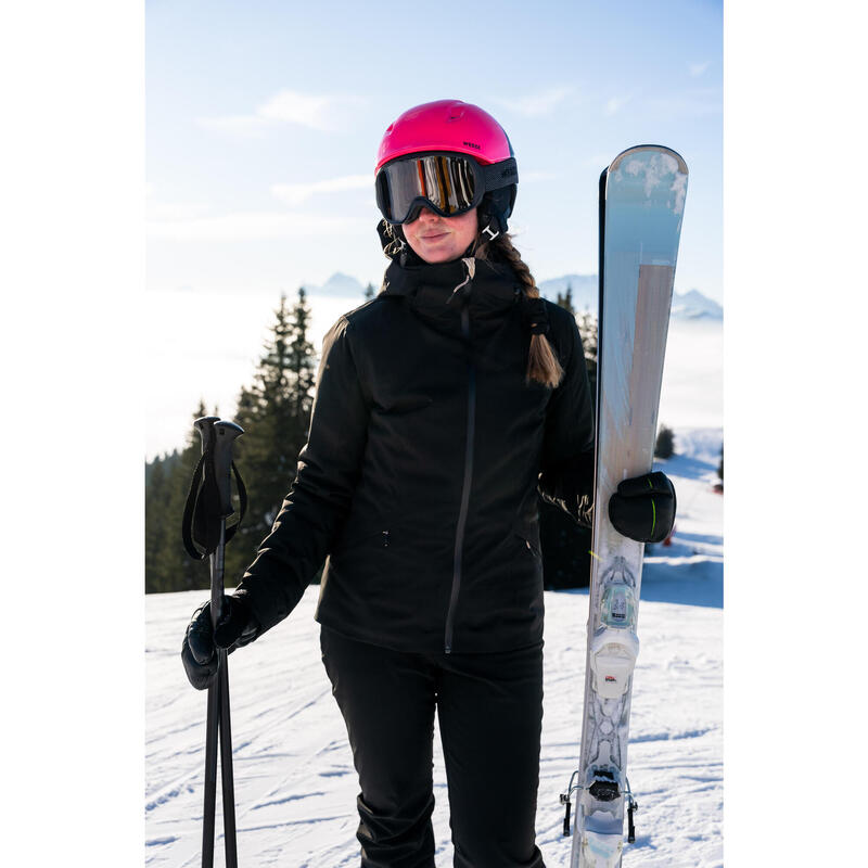 Veste de ski chaude et imperméable femme, 500 noir