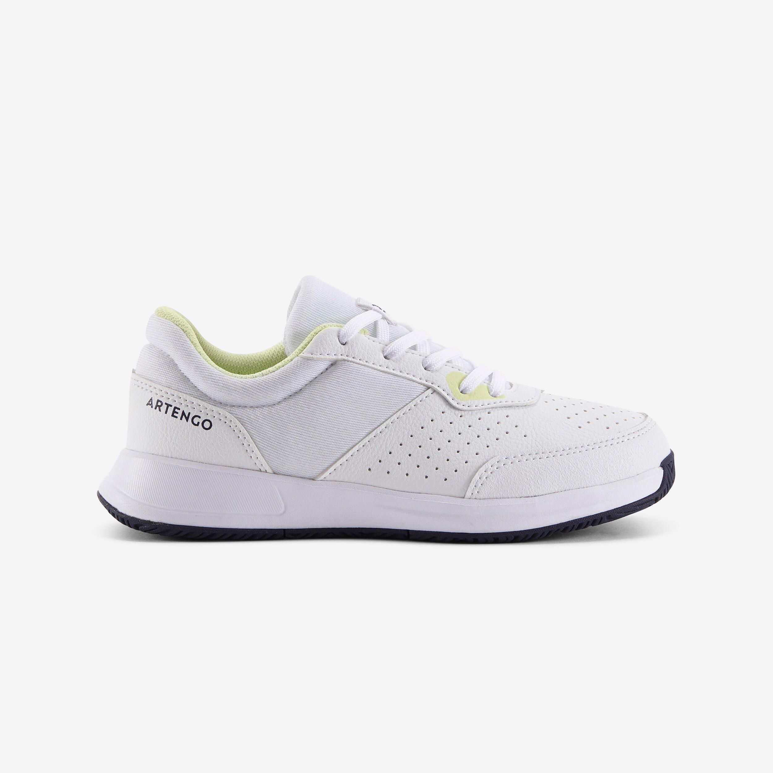 chaussures de tennis à lacets enfant - essentiel blanc jaune - artengo