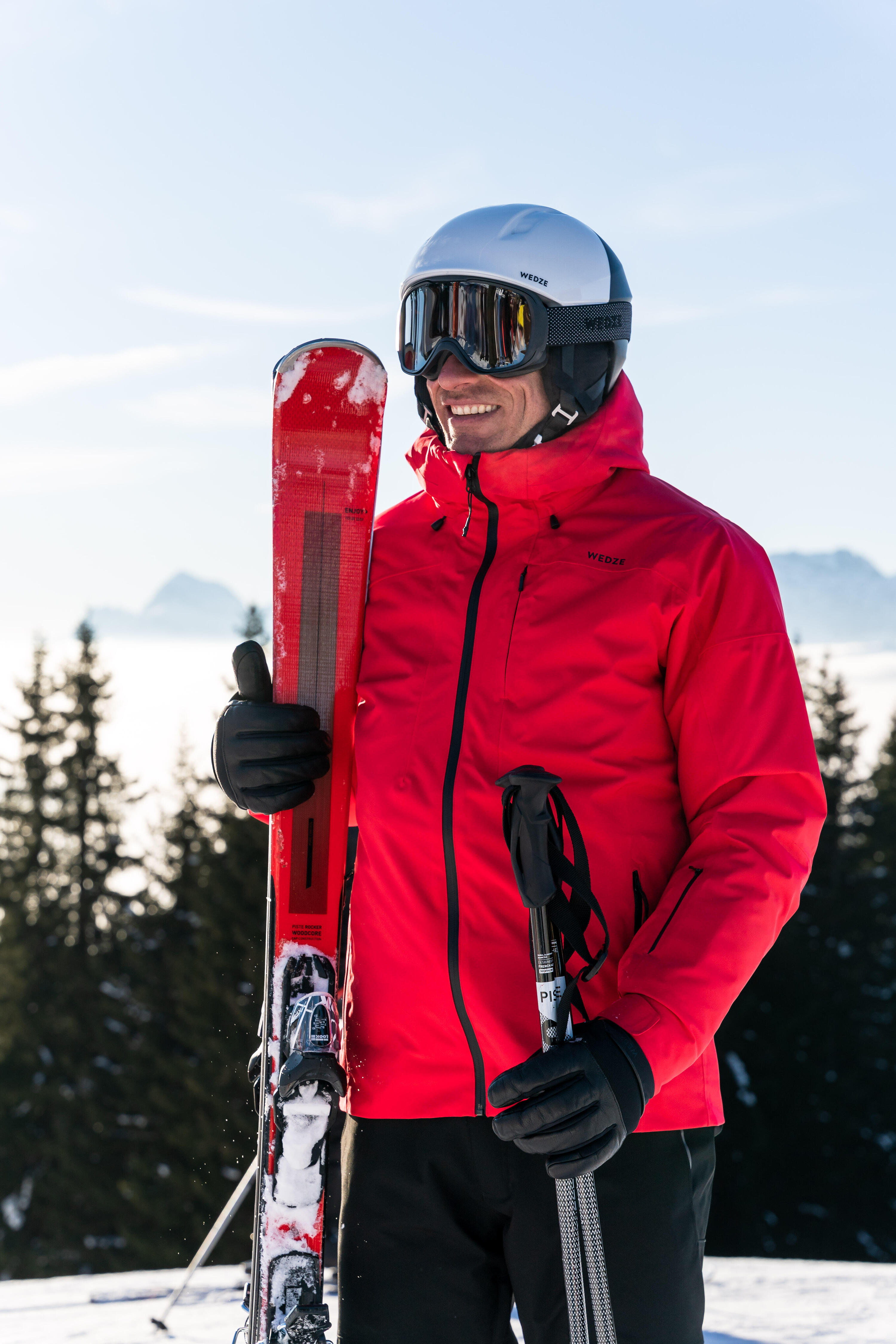 Ski Herren mit Bindung Piste - Boost 500 rot  10/15
