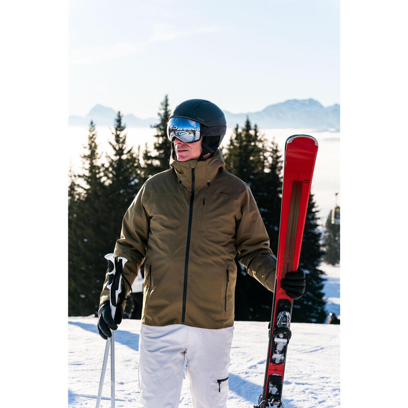 Veste de ski chaude et imperméable homme, 500 kaki