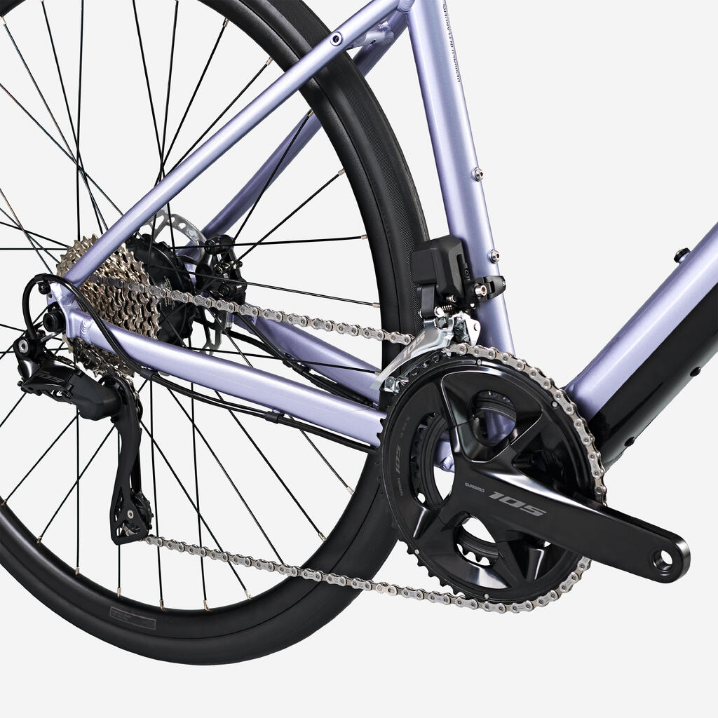 Lila žensko električno cestno kolo E-EDR AF SHIMANO 105Di2 2x12S 