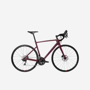 Bicicleta de carretera mujer de carbono con freno de disco Van Rysel EDR burdeo