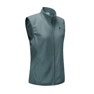 Women’s mountain hiking sleeveless fleece jacket, MH100 - Green