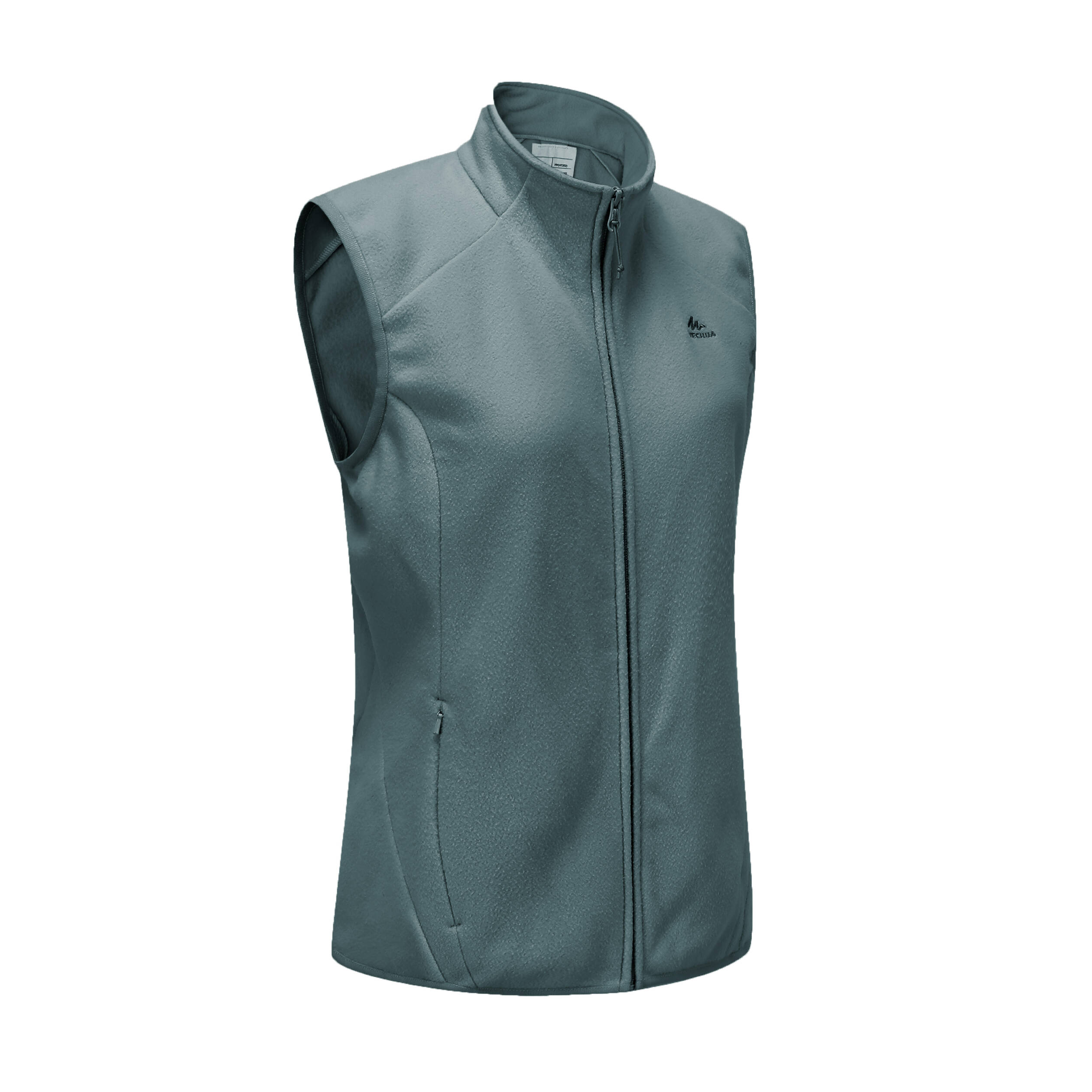 Women’s mountain hiking sleeveless fleece jacket, MH100 - Green