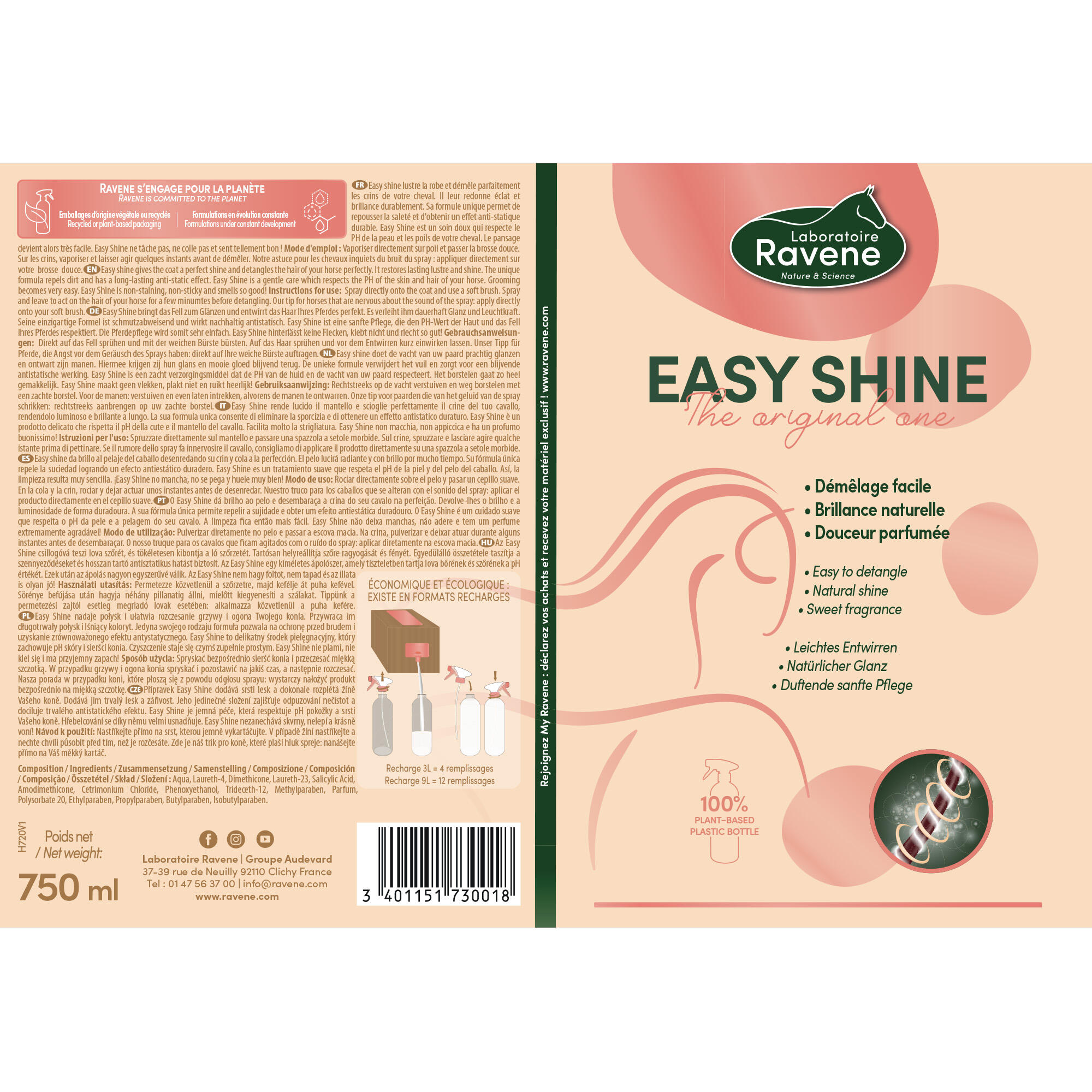 Shiny detangler for horses and ponies - Easyshine 750 ml