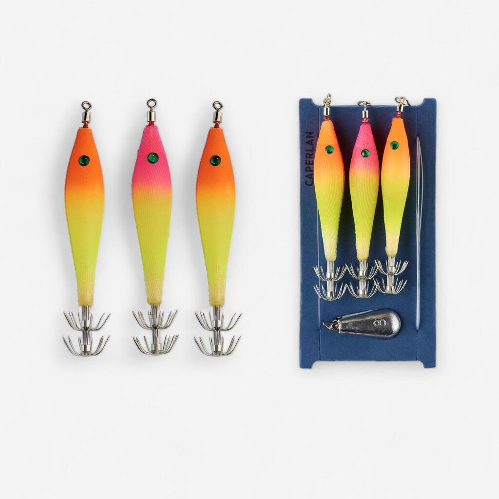 Ready-to-fish kit SW ETU KIT SQ, 3 cuttlefish and squid fishing jigs