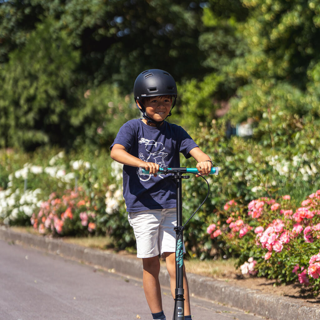 Kids' Scooter with Handlebar Brake and Suspension Mid 5 - Grey/Green