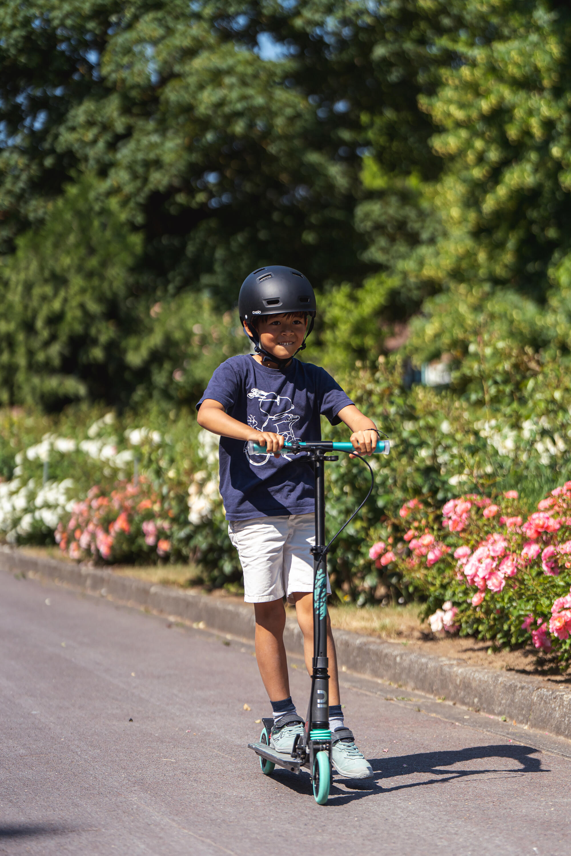 Kids' Scooter with Handlebar Brake and Suspension Mid 5 - Grey/Green 3/11