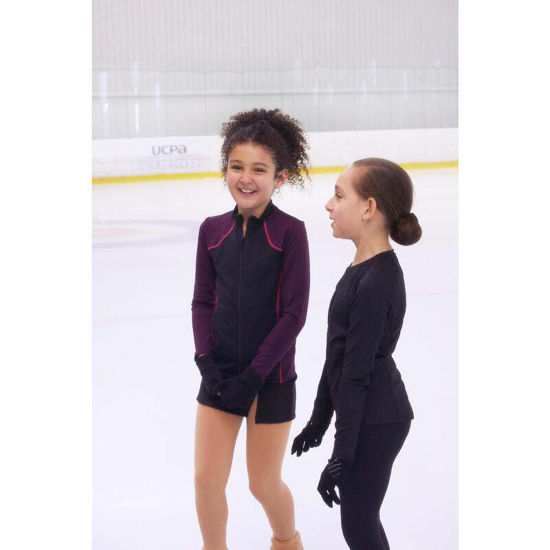 Trainingsjacke Eiskunstlauf Kinder schwarz/violett