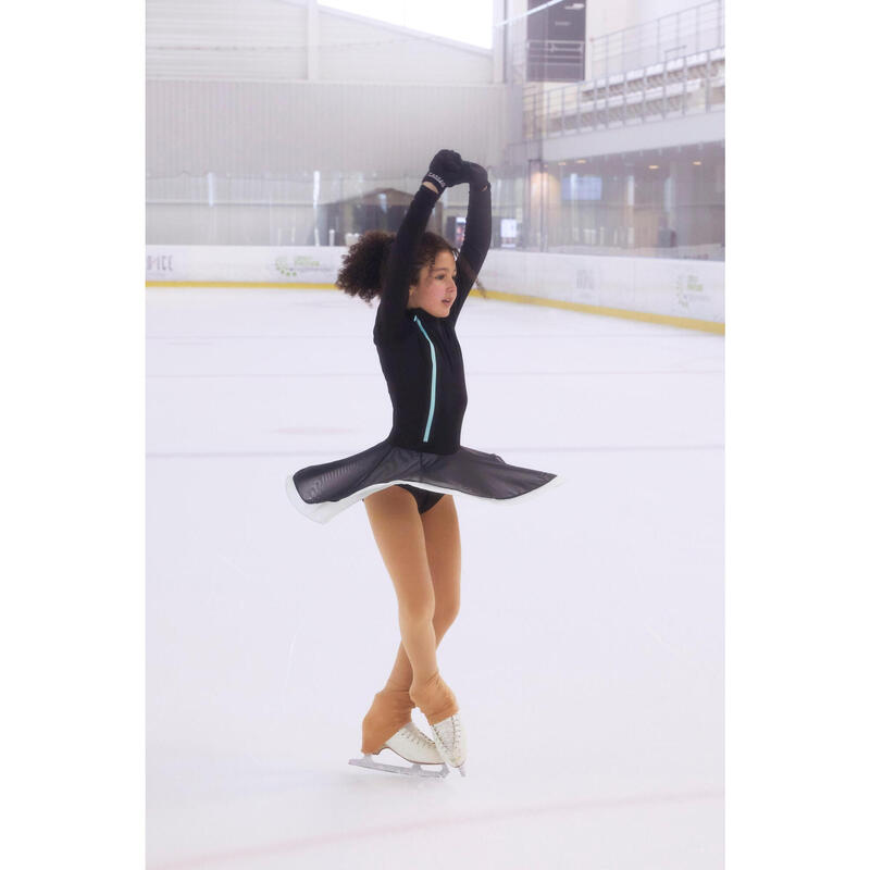 Tunique d'entrainement de patinage artistique noire et menthe.