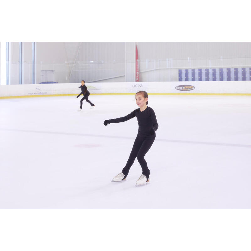 T-shirt manches longues de patinage artistique noir enfant