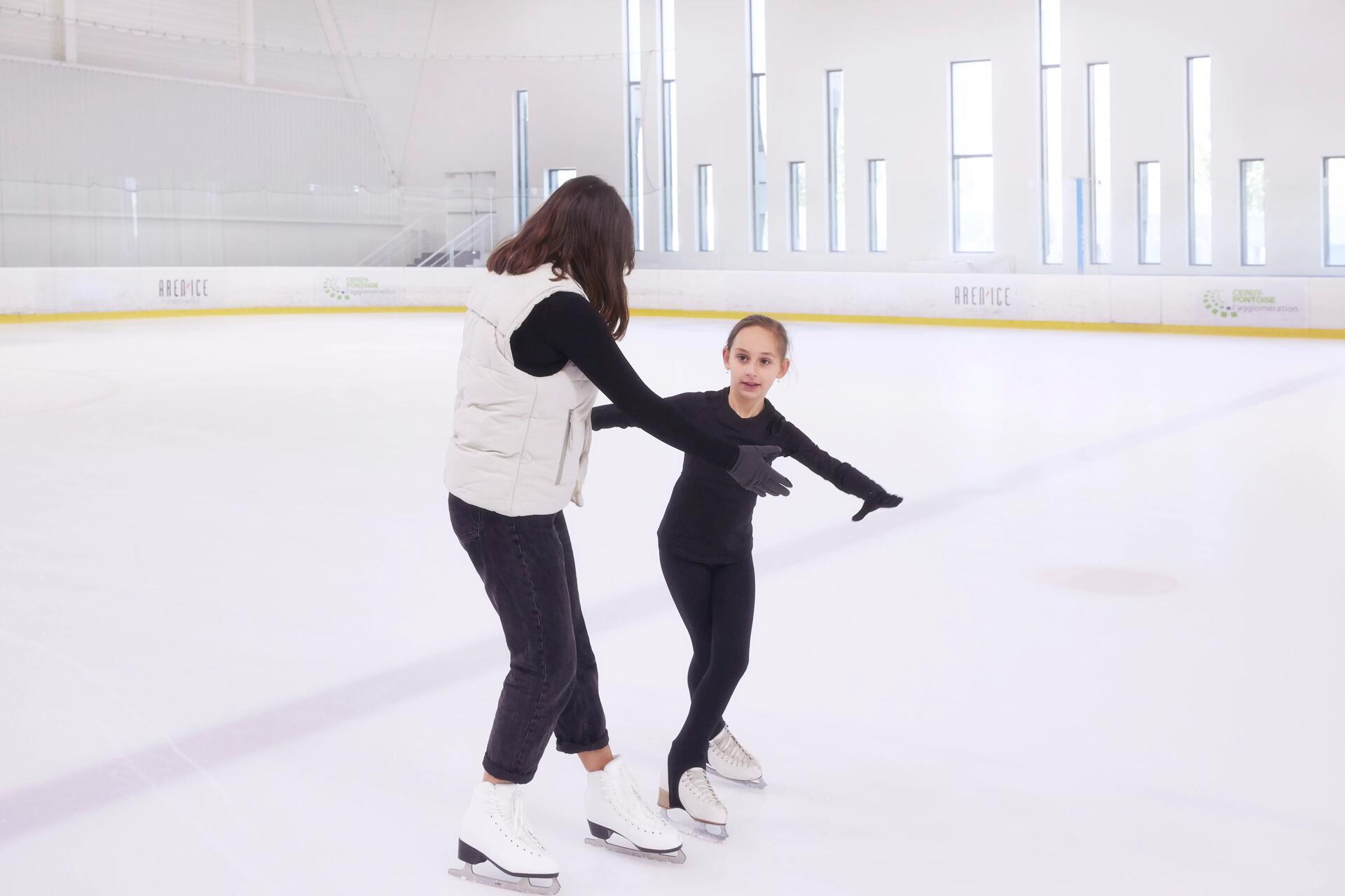 close-up on ice skates