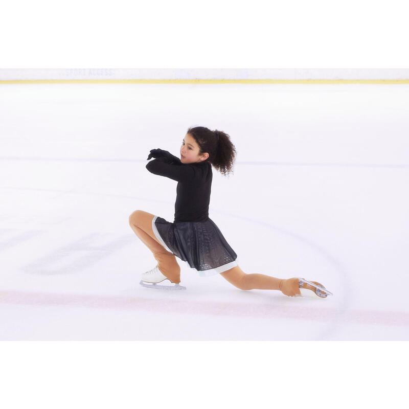 Tunique d'entrainement de patinage artistique noire et menthe.