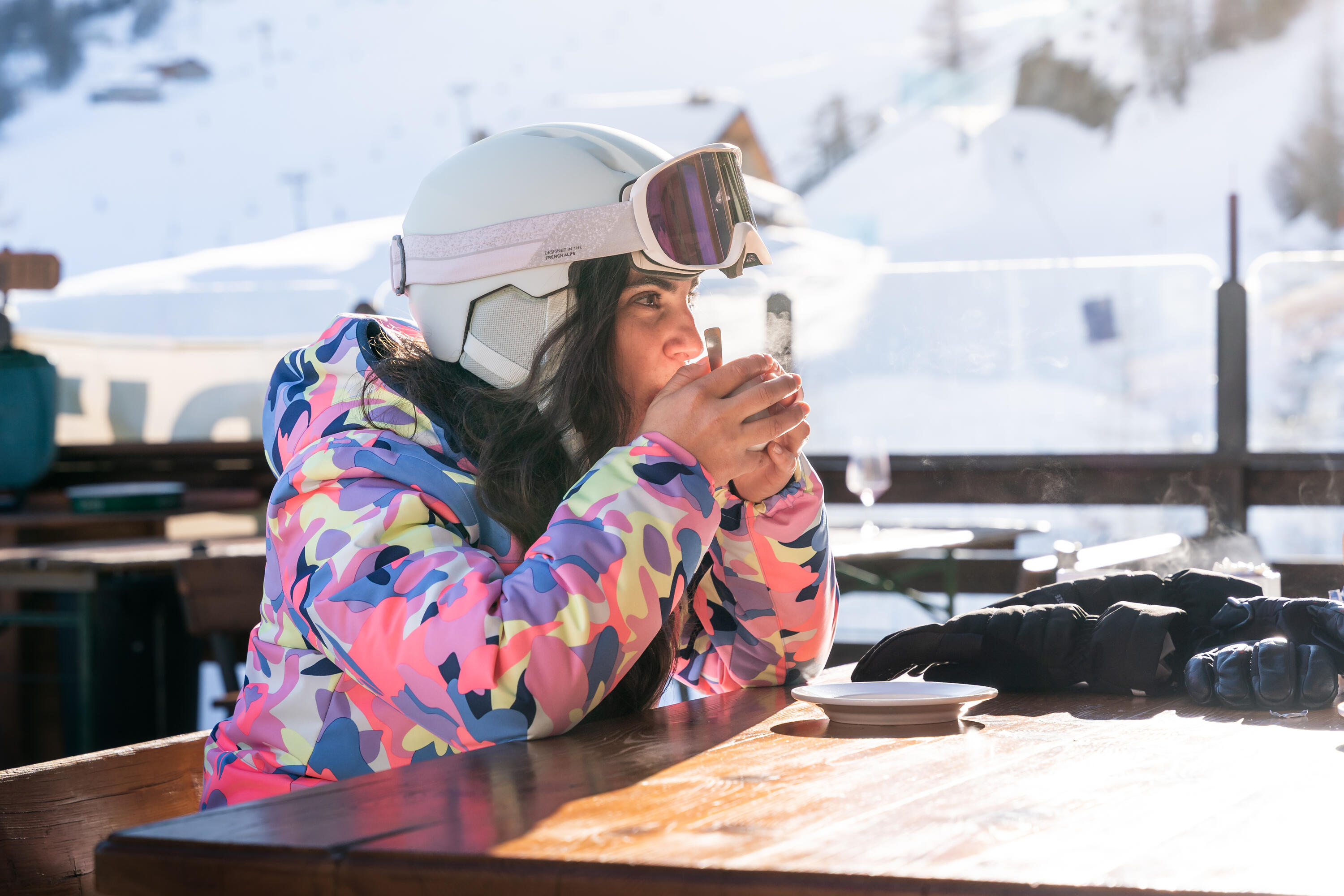 100 Women's warm and waterproof ski jacket - multi-coloured 13/14