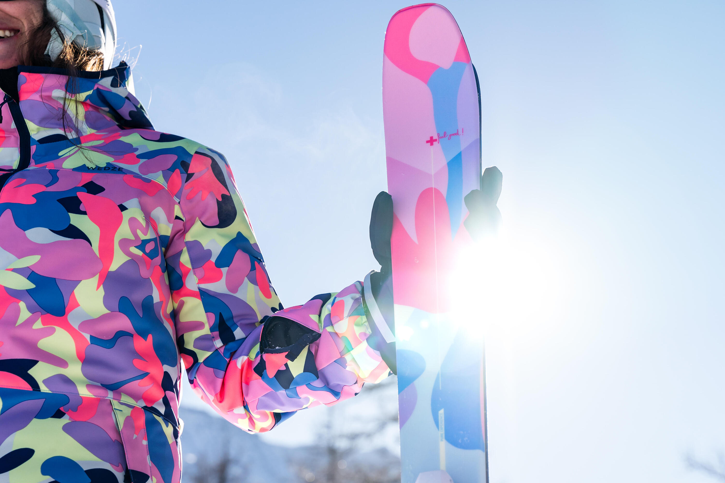 Ski Damen mit Bindung Piste - Cross 150+ floral  10/12