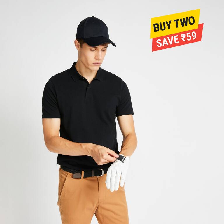 Men golf polo t-shirt 500 black