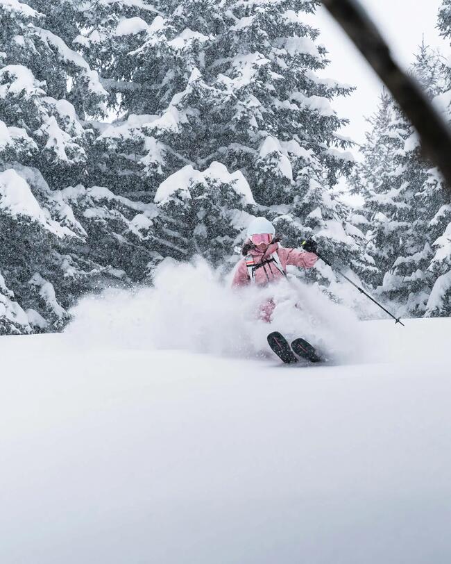 Person skiing in fresh snow