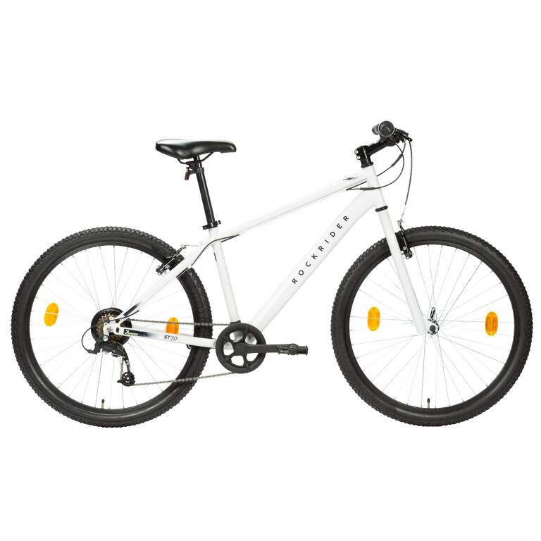 Mountain Bike Rockrider ST30 White - 7 Speed, MTB Tyres, Unisex Frame, V-Brakes