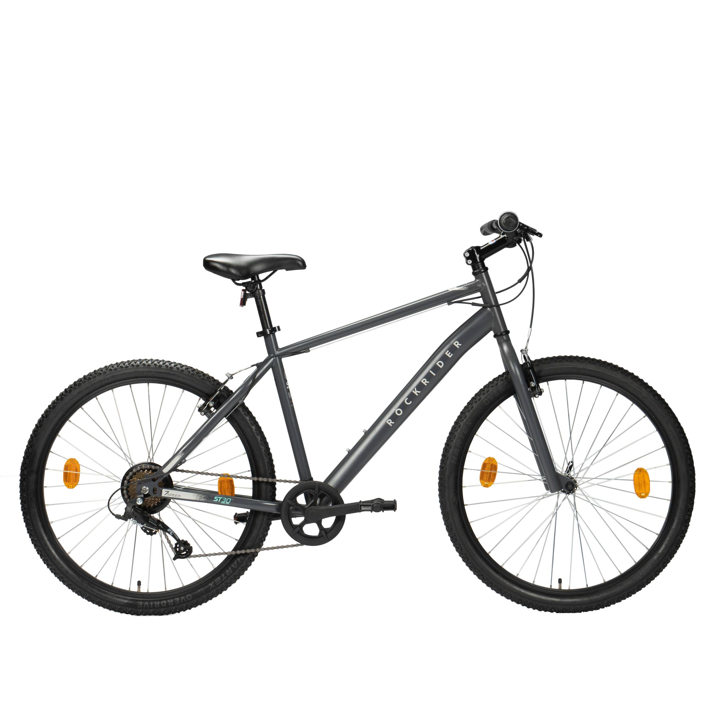 Mountain Bike Rockrider ST30 Grey - 7 Speed, MTB Tyres, Unisex Frame, V-Brakes -  1