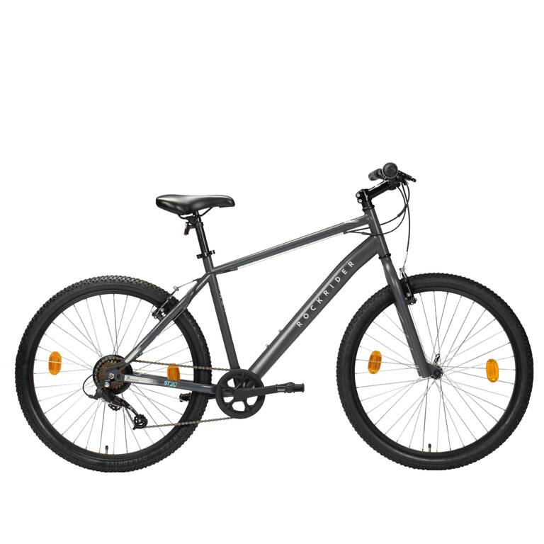 Mountain Bike Rockrider ST30 Grey - 7 Speed, MTB Tyres, Unisex Frame, V-Brakes