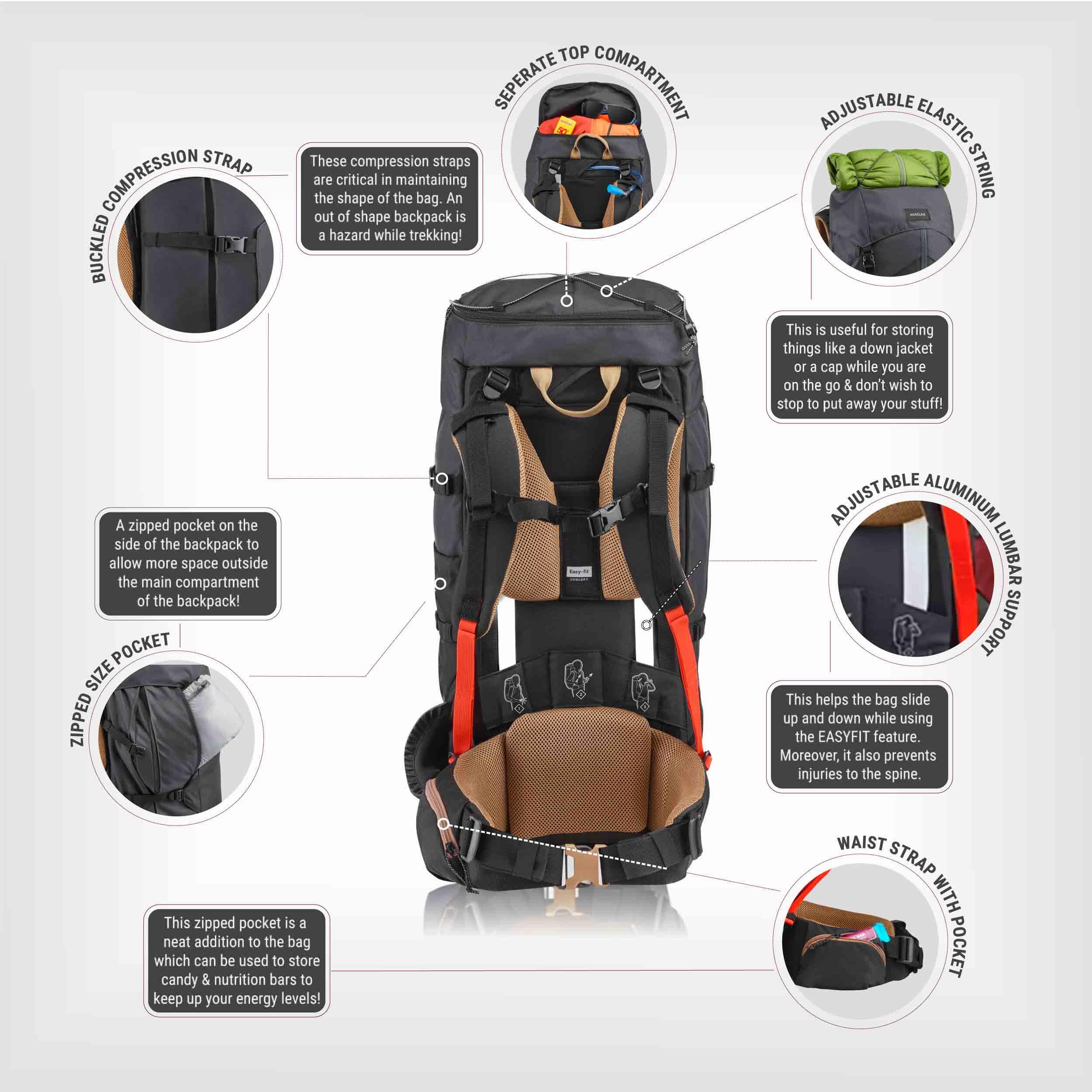 Zaino trekking TREK100 EASYFIT | 50 litri 12/35