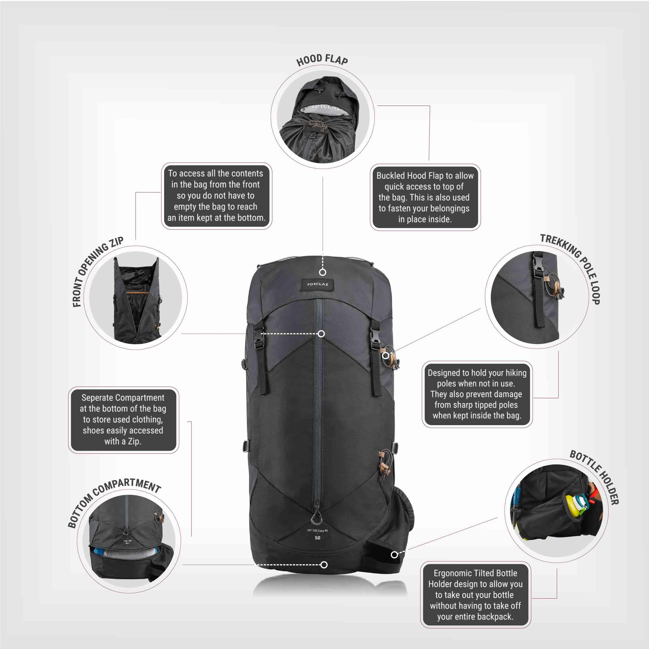Zaino trekking TREK100 EASYFIT | 50 litri 7/35