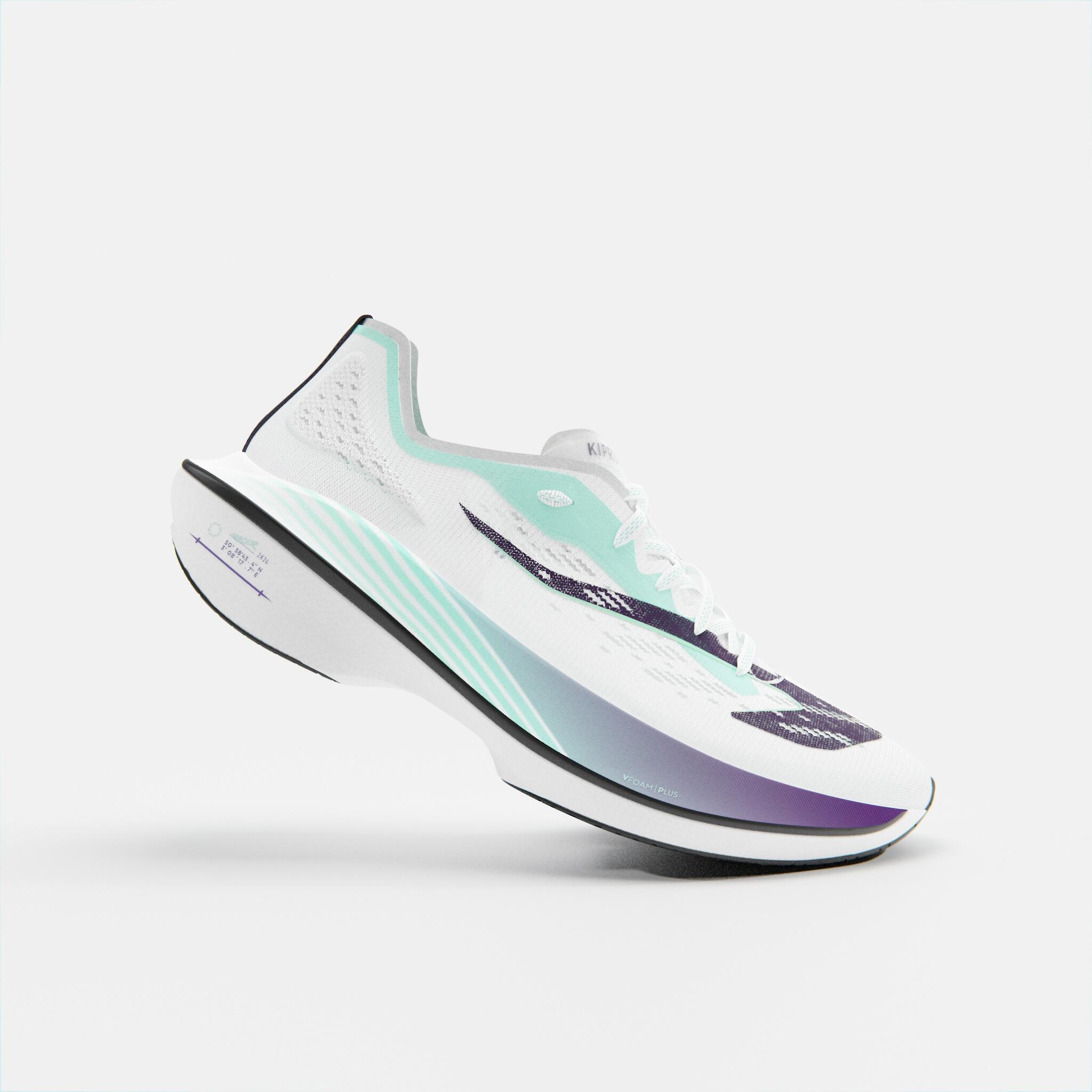 Kiprun - Chaussures De Running Avec Plaque Carbone Homme Kiprun Kd900x Ld - Chaussures De Sport - Running Trail Athletisme - Blanc-vert - 44 -