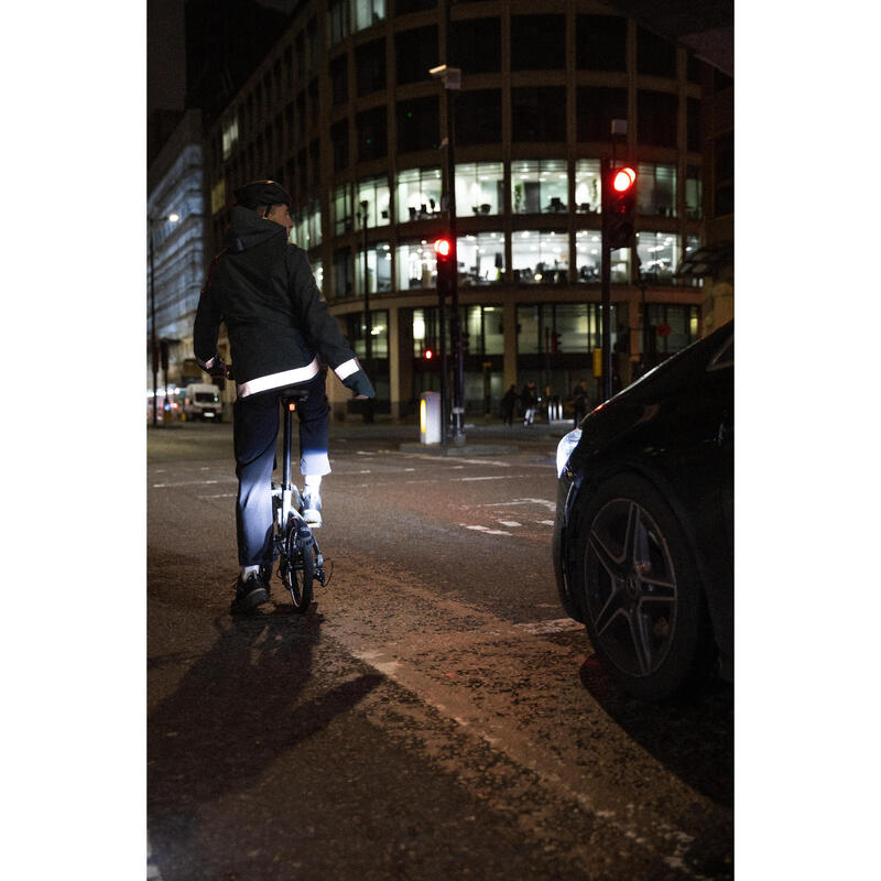 Chaqueta Ciclismo Urbano 540 Hombre Verde Visibilidad Nocturna Impermeable