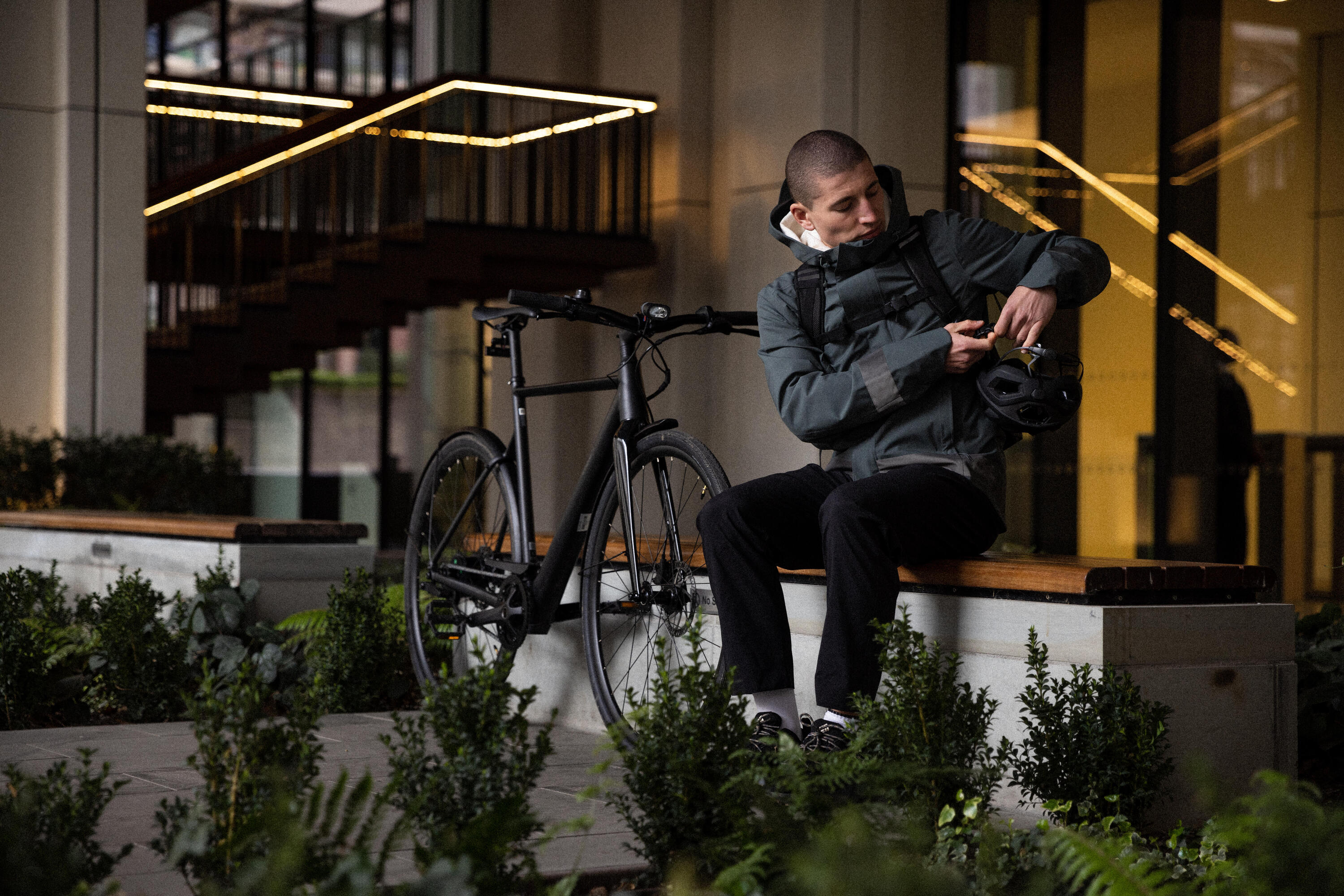 Velo-Regenjacke City 540 Herren sichtbar bei Nacht grün  15/22