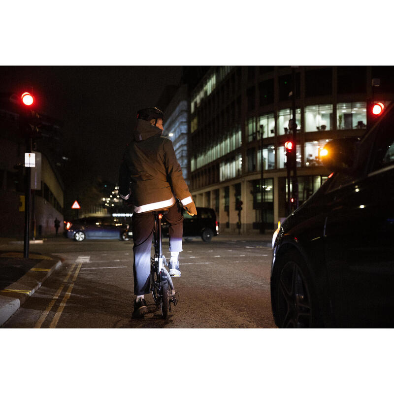 Chaqueta Ciclismo Urbano 540 Hombre Negro Visibilidad Nocturna Impermeable