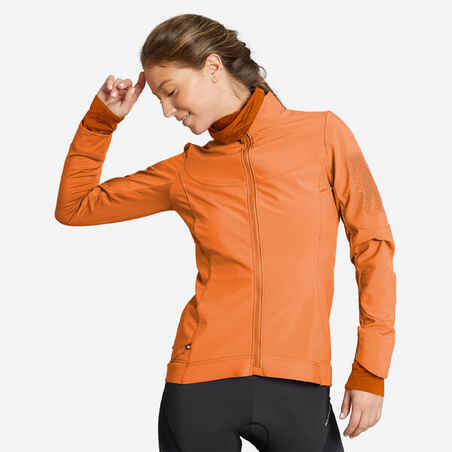Oranžna ženska zimska kolesarska jakna 