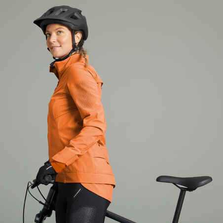 Women's Winter Mountain Biking Jacket - Orange - Decathlon