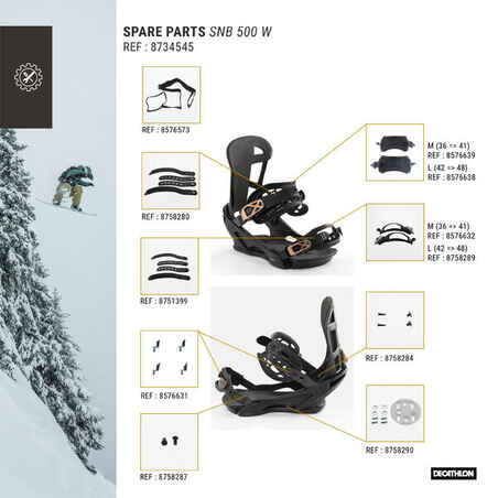 Unisex Snowboard Bindings, All Mountain/Freestyle - SNB 500 Black