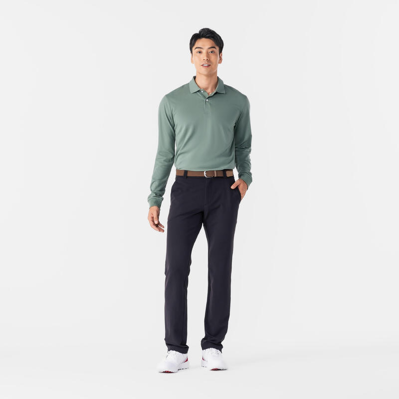 男款高爾夫長袖Polo衫 - MW500 綠色