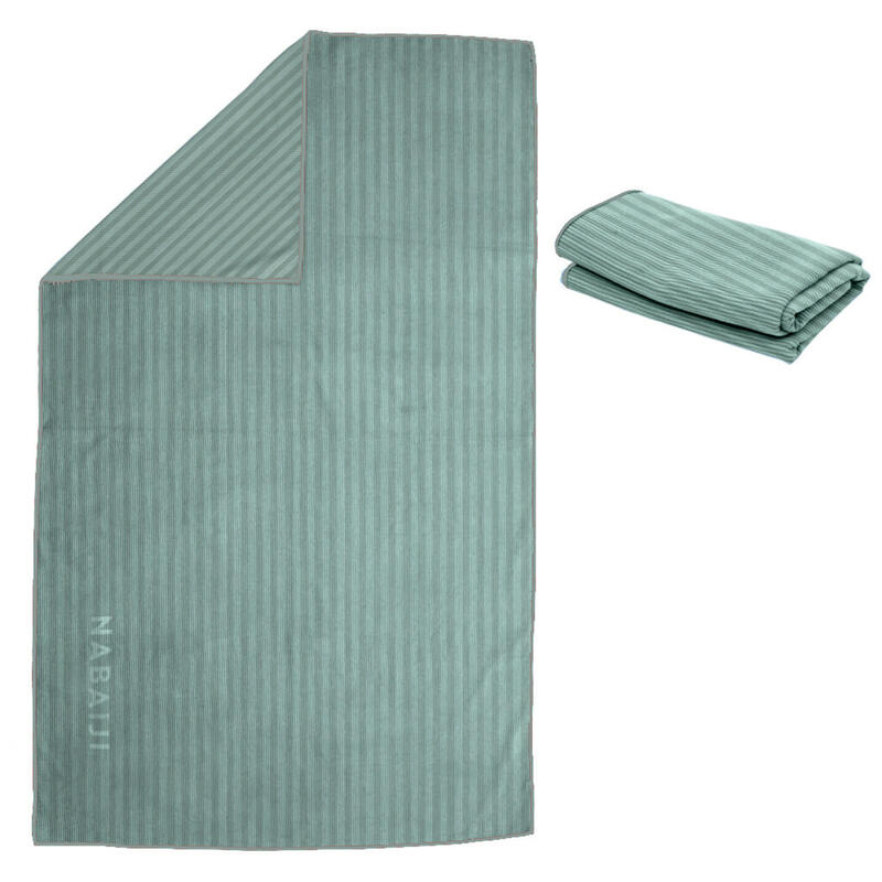 Serviette De Bain Microfibre A Rayures vert foncé/ vert Taille XL 110 x 175 cm