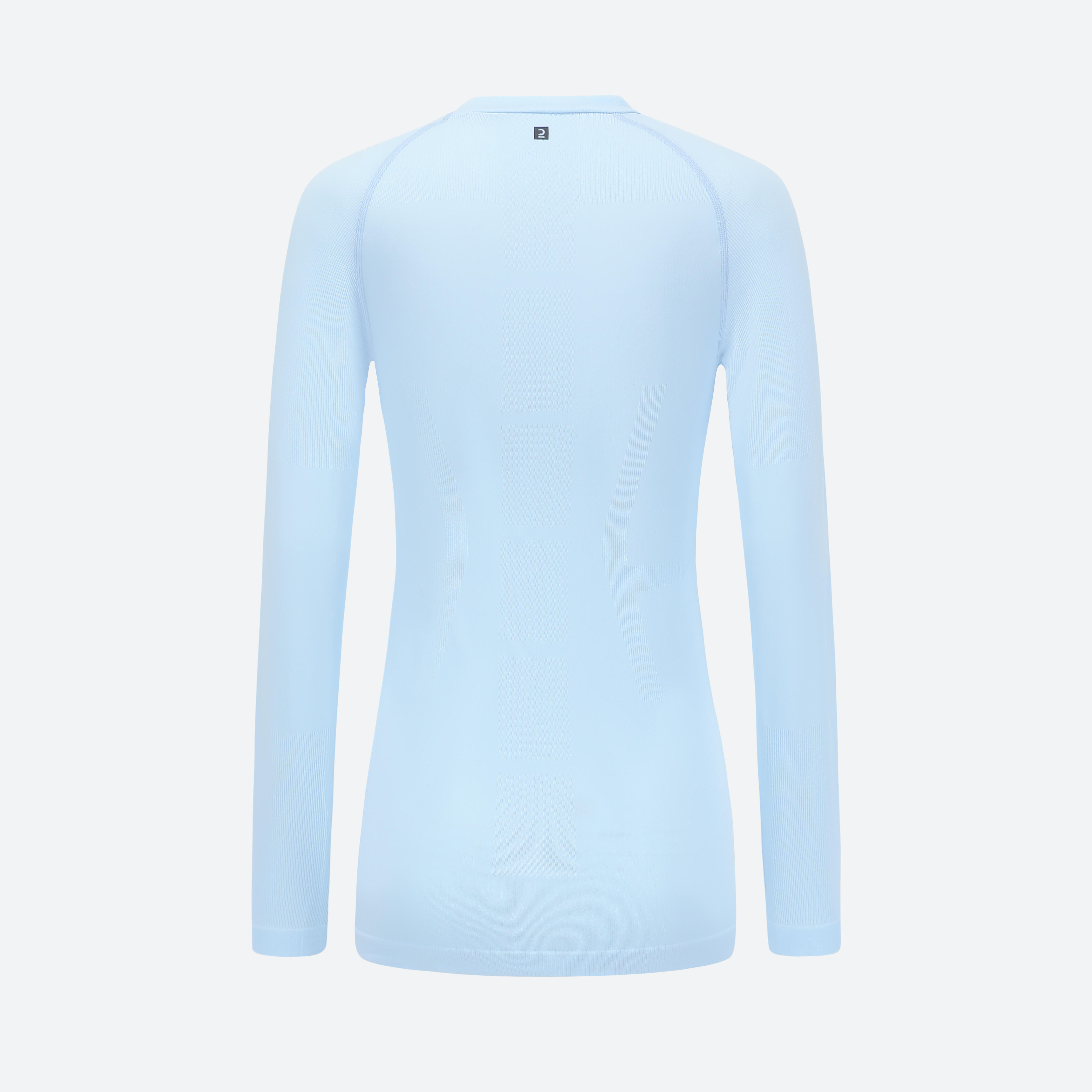 Women's Warm, Breathable Seamless Thermal Ski Base Layer 500 - Light Blue