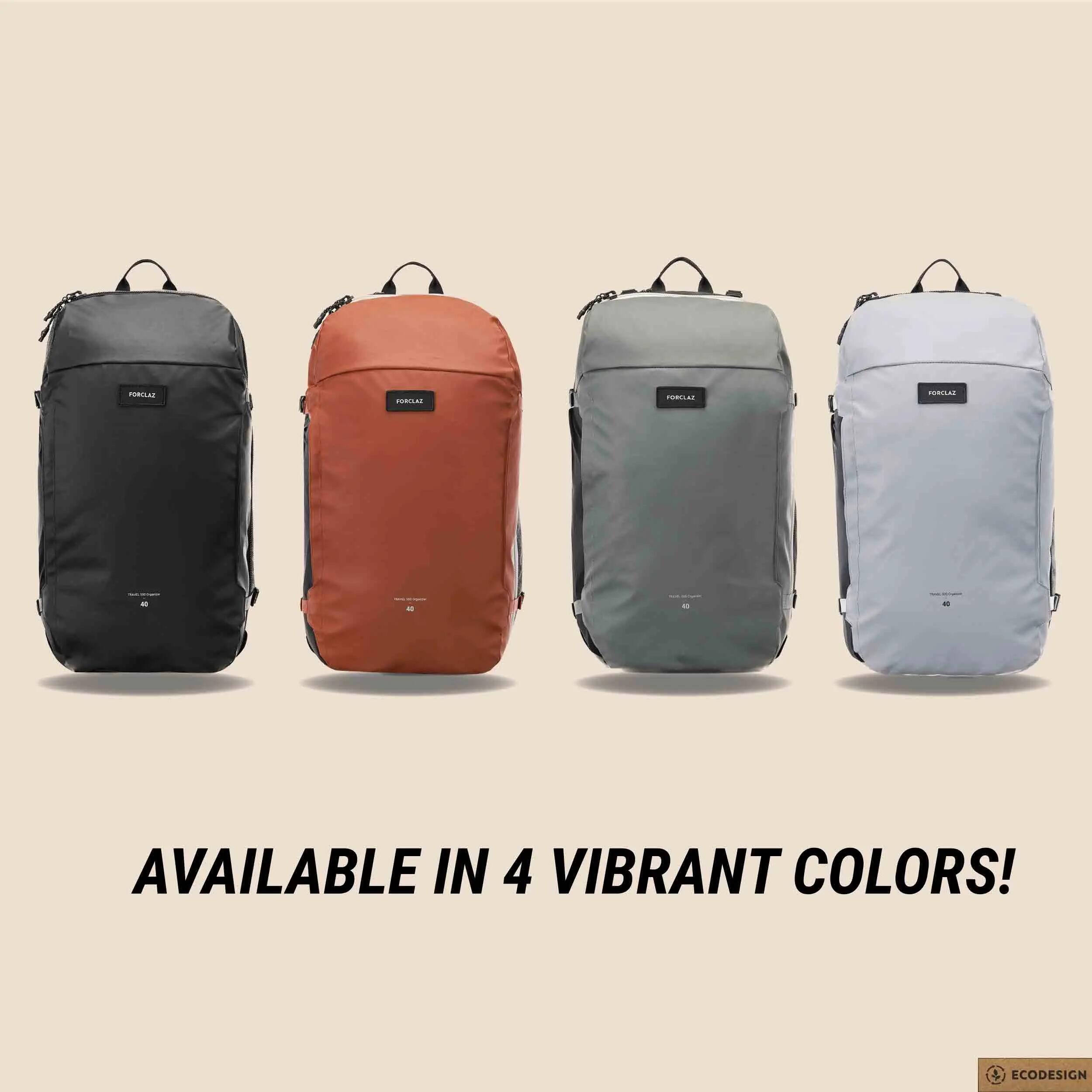 40 L Travel backpack, Travel 500 Organiser - Grey 9/24