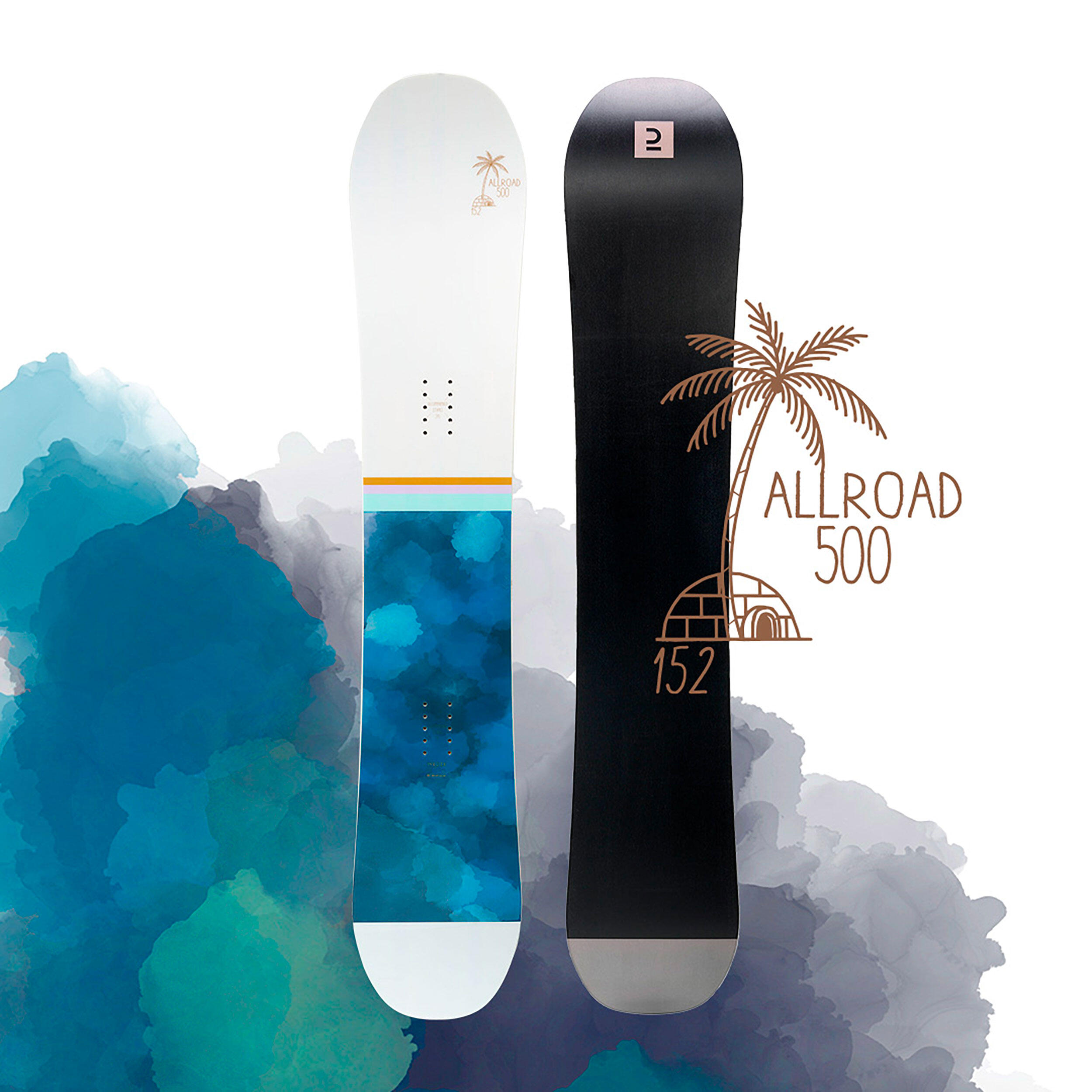 Women's mountain & freeride snowboard - Allroad 500 white/blue 4/15