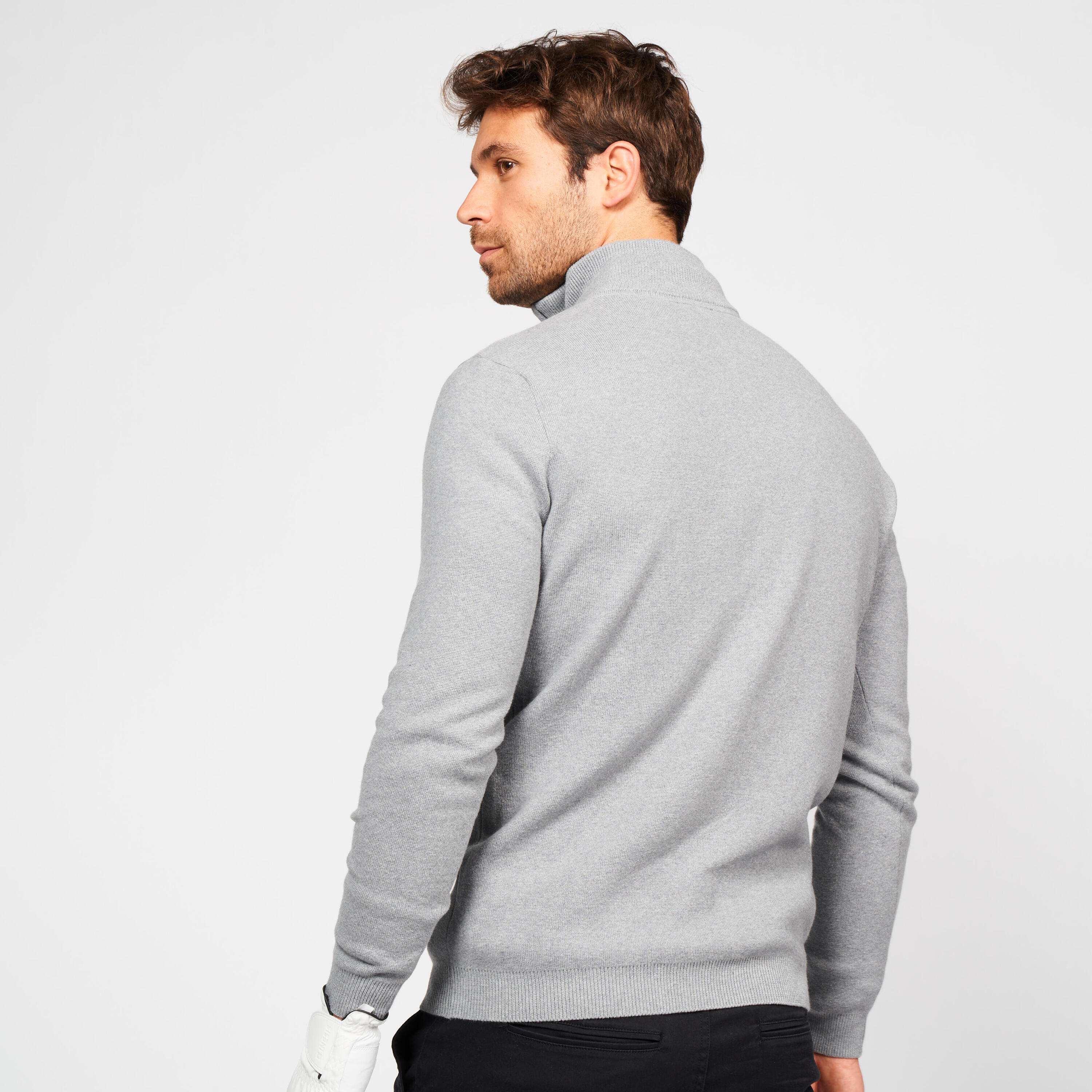 MEN'S GOLF HALF-ZIPPED PULLOVER - MW500 grey 2/5